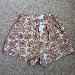 NWT Abercrombie & Fitch Floral Linen Blend Shorts Sz Small